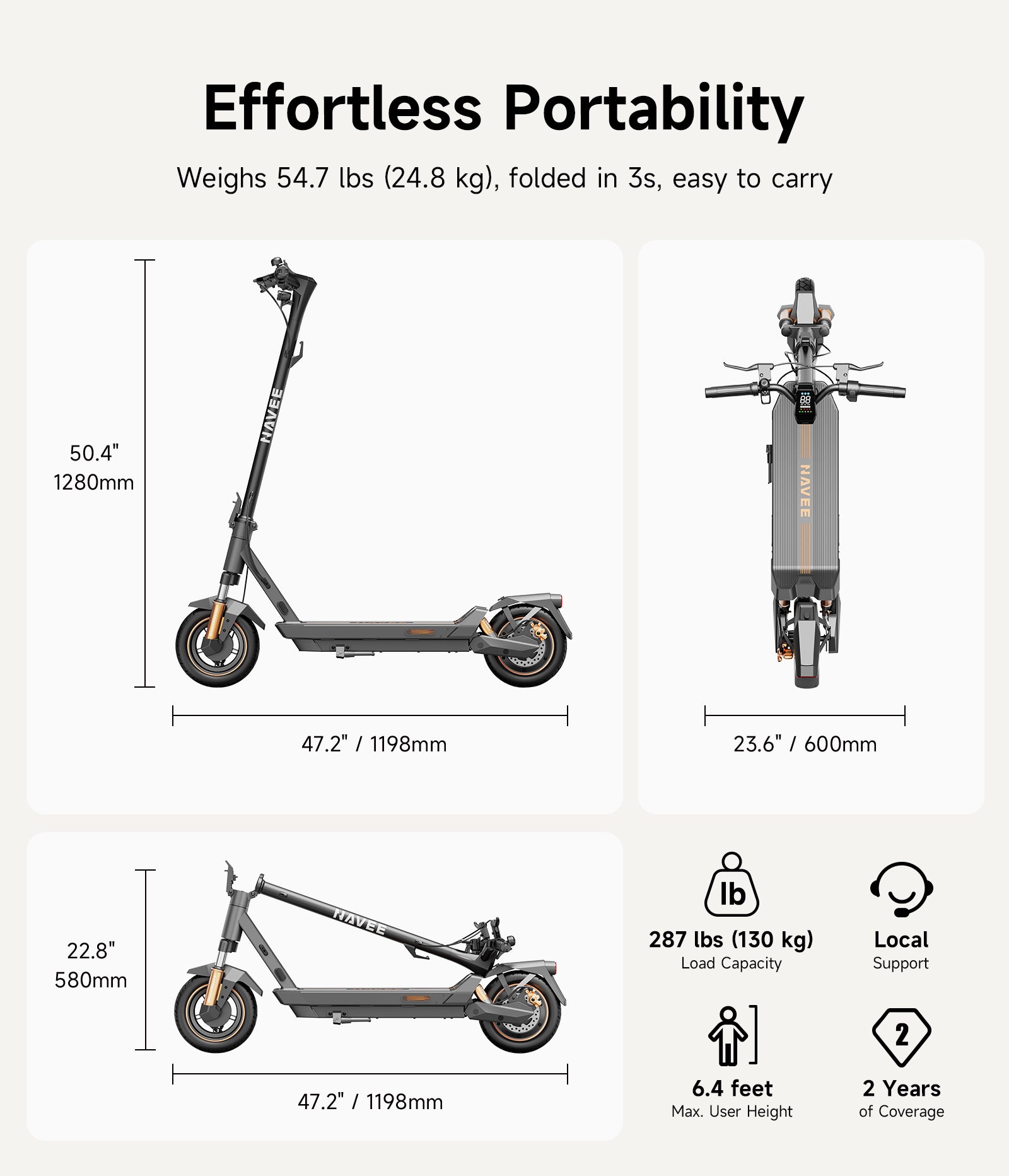 NAVEE GT5 Max Electric Scooter|Damping Cylinder Suspension|55.9miles Eco-range|1638W