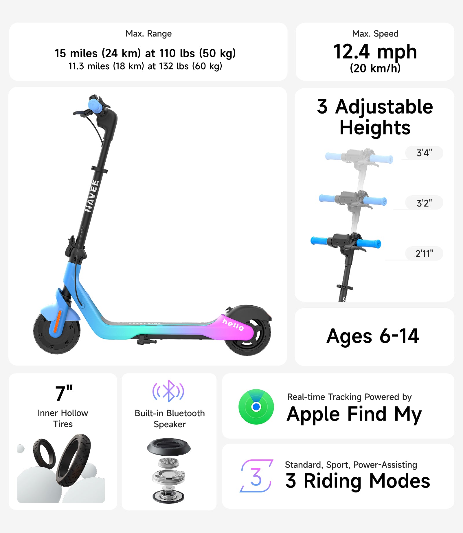 Smart kids E-scooter NAVEE K100