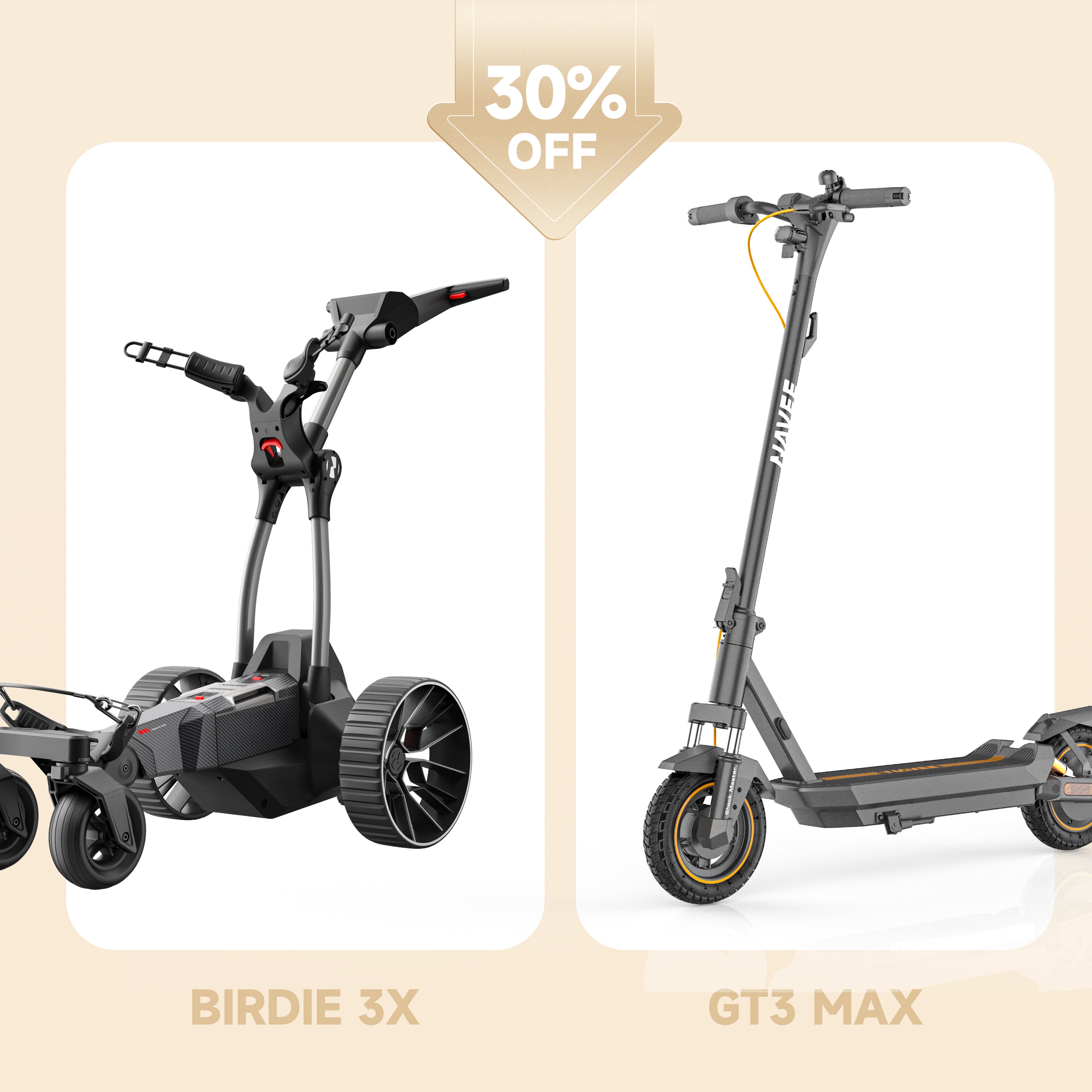 NAVEE Combo: Birdie 3X Golf Push Cart & E-Scooter Bundle