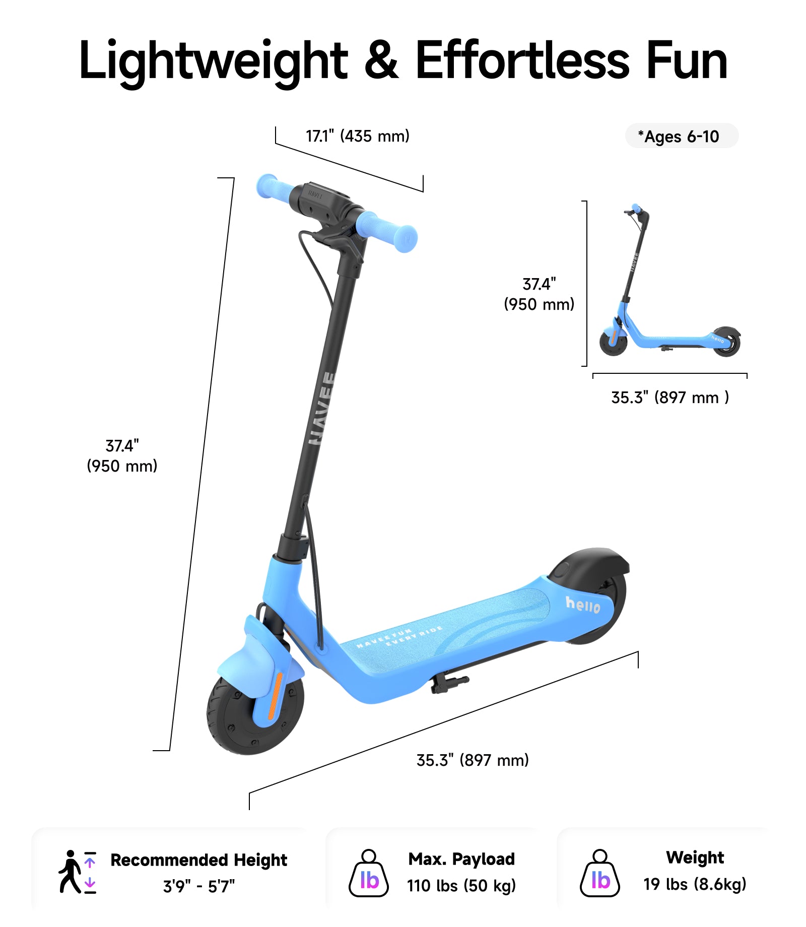 Navee K100 Child's E Scooter – Lightweight & Folding – NAVEE_US