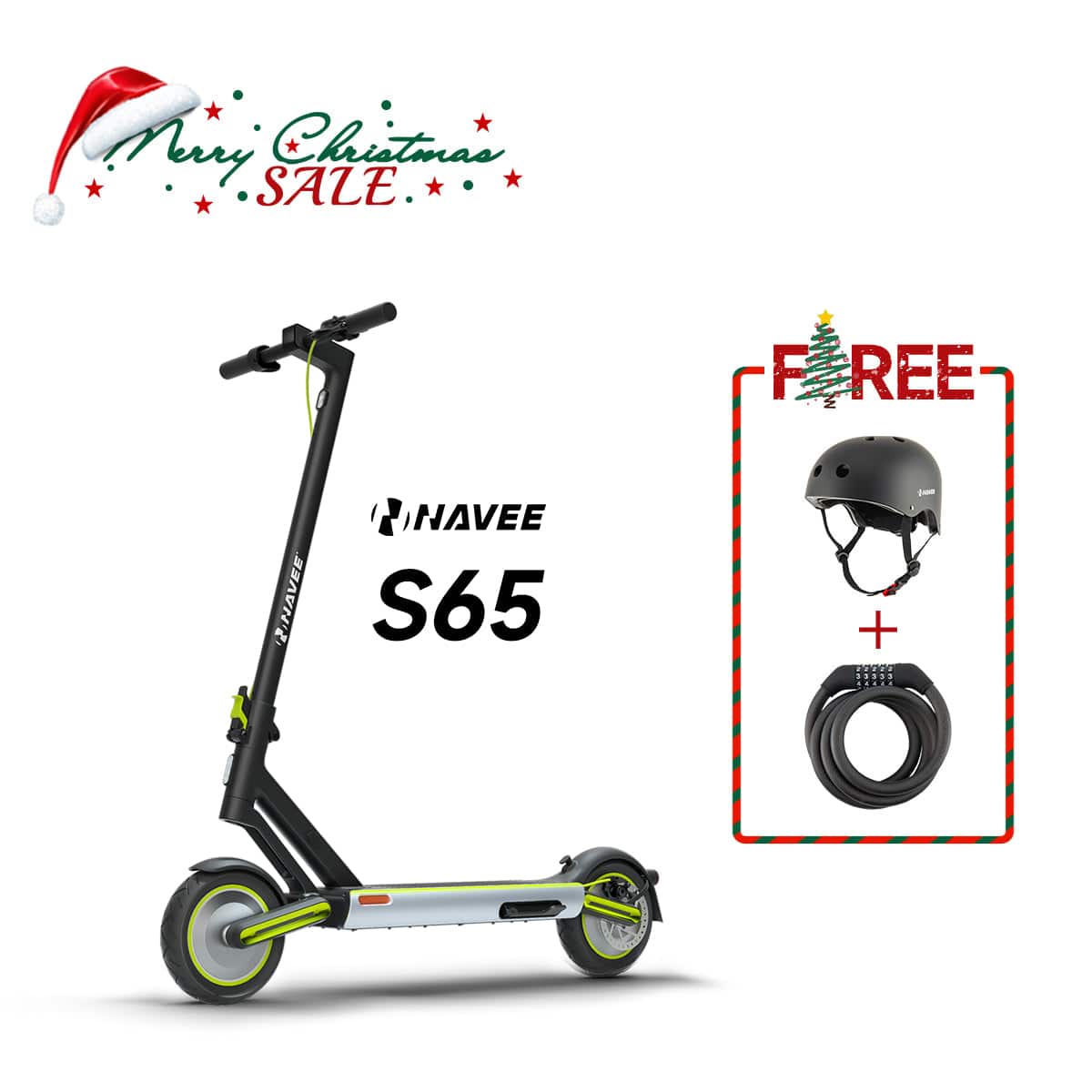 Christmas Gift Bundle: NAVEE S65 + Helmet + Lock