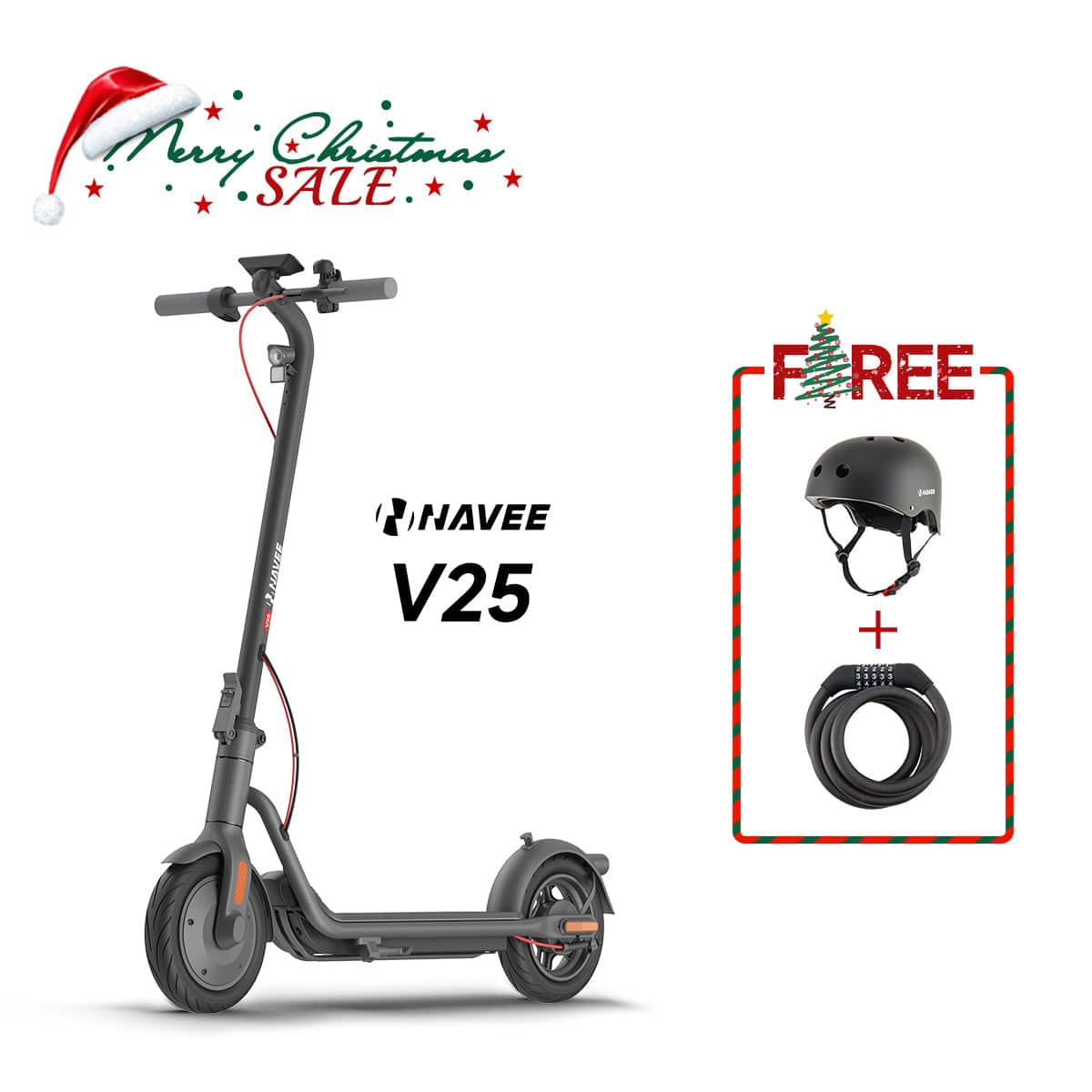 Christmas Gift Bundle: NAVEE V25  + Helmet + Lock